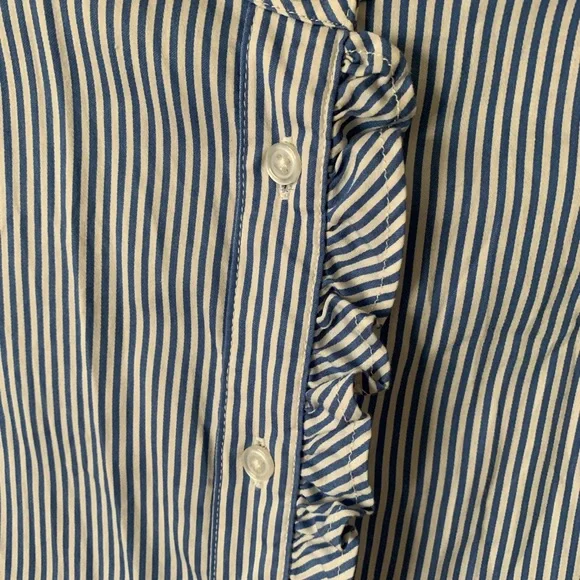 Boden Blue Striped Button Down Shirt with full flowing arms after elbow - Picture 3 of 8